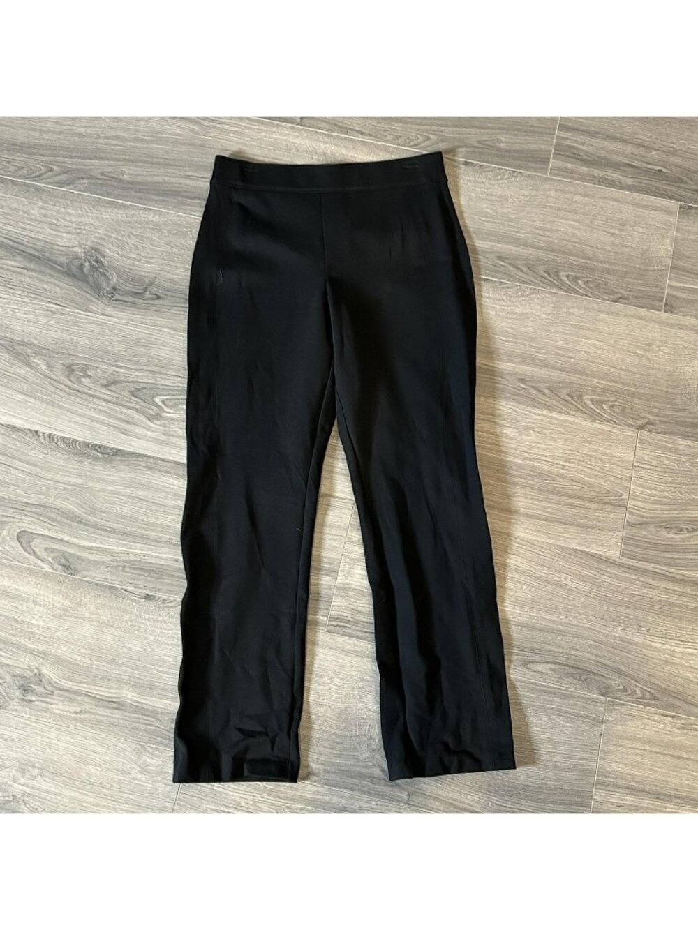 Spanx Pants Womens M Black Knit Ponte Slim Straight Ankle Pull On Stretch Dress